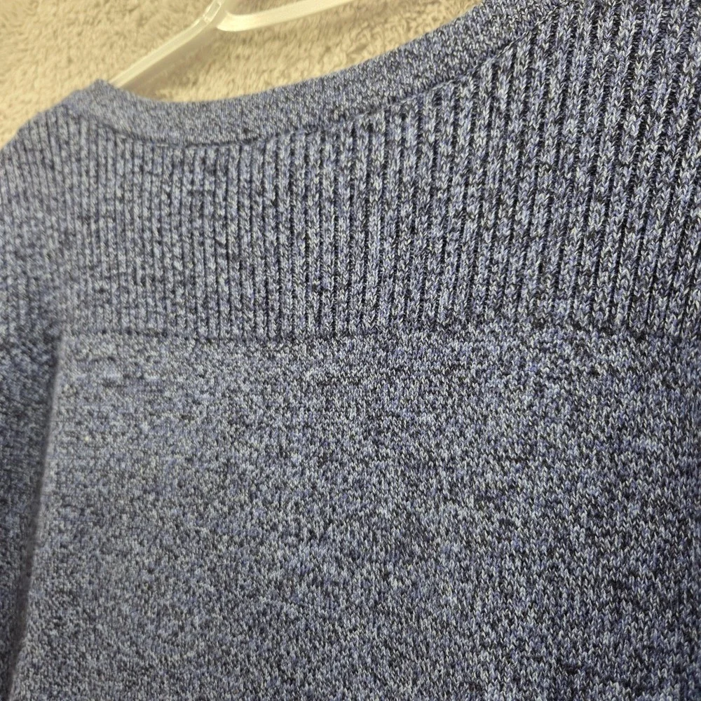 Talbots Sweater Women's Medium Blue‎ Marled Knit Ribbed Boat Neck Long Sleeve